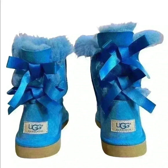 UGG Bailey Bow Turquoise Blue Boots - Picture 4 of 5